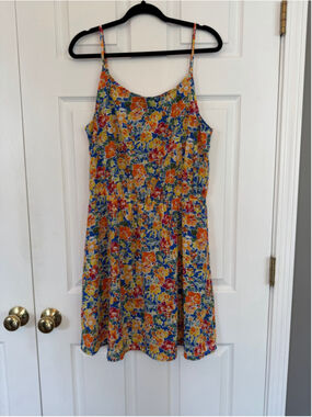 Women's Magnolia Boutique Floral Mini Dress, Size L, Blue and Orange